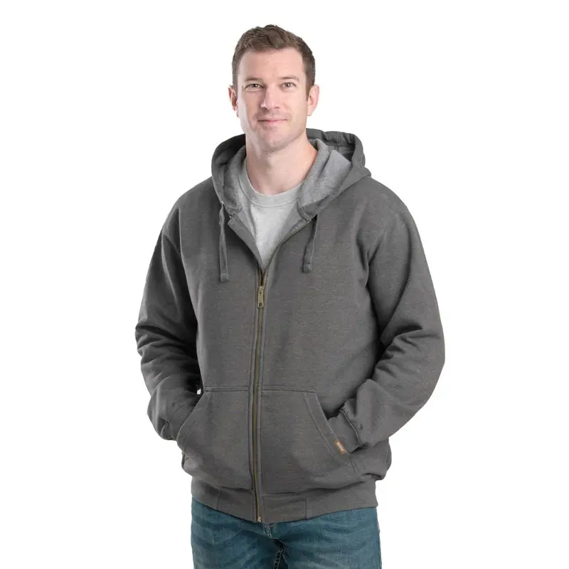 Berne Men's Full-Zip Hooded Sweatshirt Sz413 - Grey 1