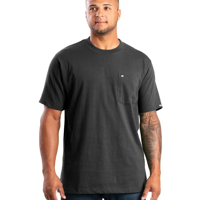 Berne Men's Heavyweight Short Sleeve Pocket Work Shirt Bsm71 - Black 1