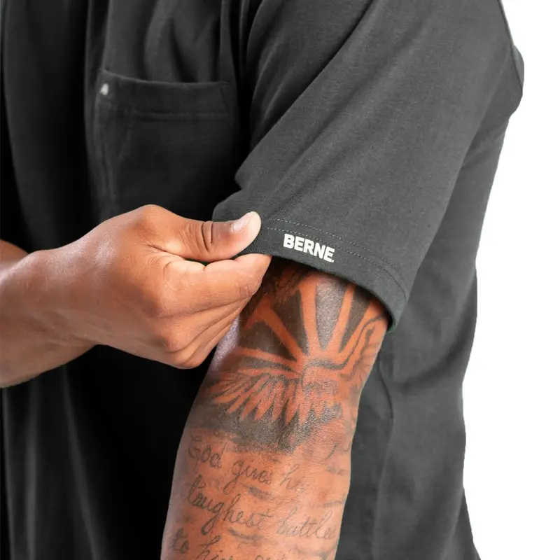 Berne Men's Heavyweight Short Sleeve Pocket Work Shirt Bsm71 - Black 3