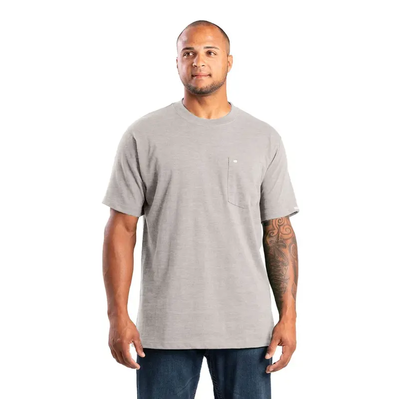 Berne Men's Heavyweight Short Sleeve Pocket Work Shirt Bsm71 - Grey 1