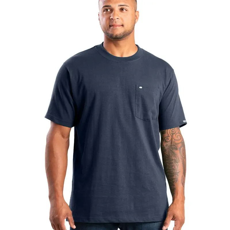 Berne Men's Heavyweight Short Sleeve Pocket Work Shirt Bsm71 - Navy 1