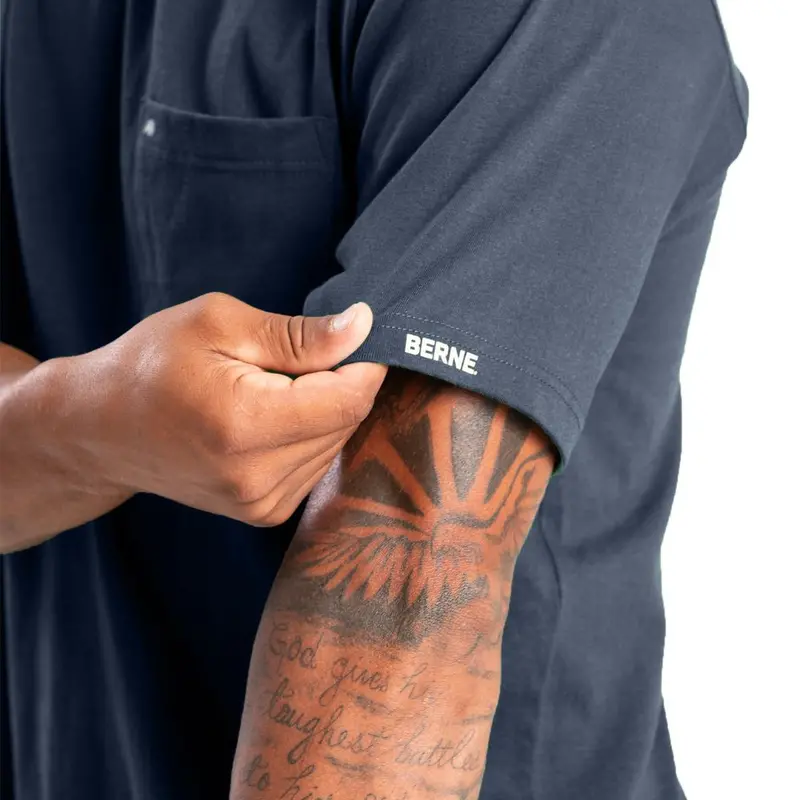 Berne Men's Heavyweight Short Sleeve Pocket Work Shirt Bsm71 - Navy 3