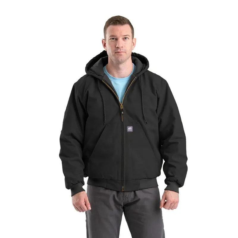Berne Men's Heritage Duck Hooded Active Work Jacket Hj51 - Black 1