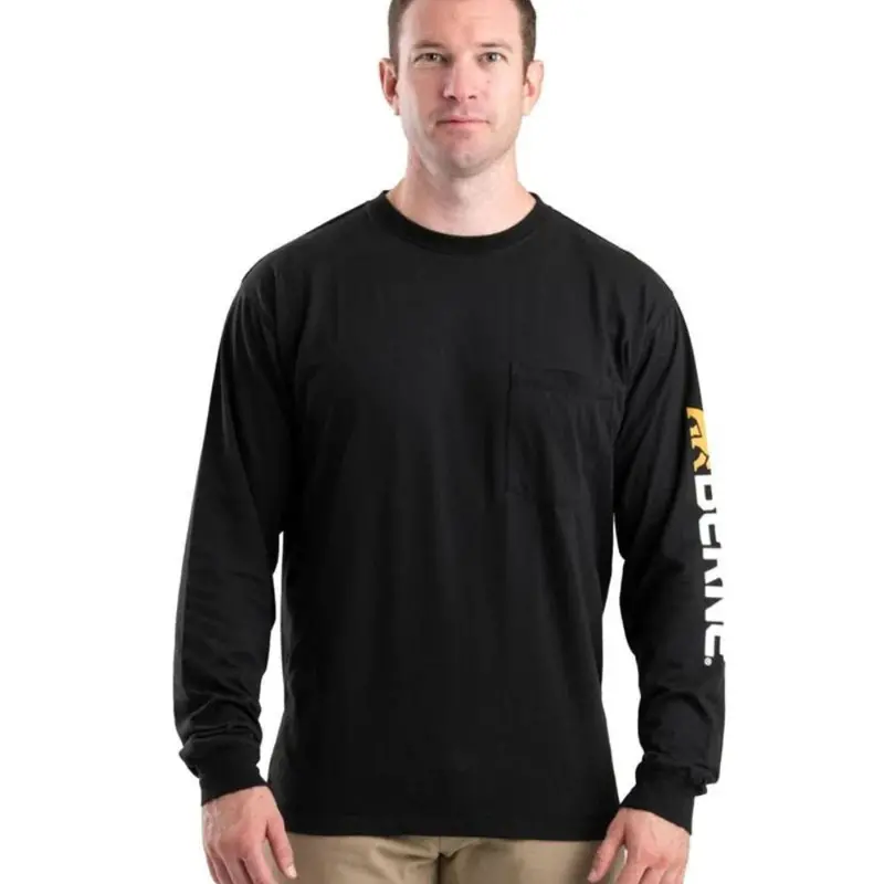 Berne Men's Signature Long Sleeve Performance Work Shirt Bsm14 - Black 1
