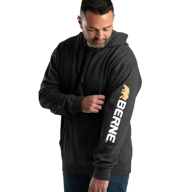 Berne Men's Signature Sleeve Hooded Pullover Sp401 - Black 3
