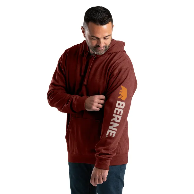 Berne Men's Signature Sleeve Hooded Pullover Sp401 - Brick Red 1