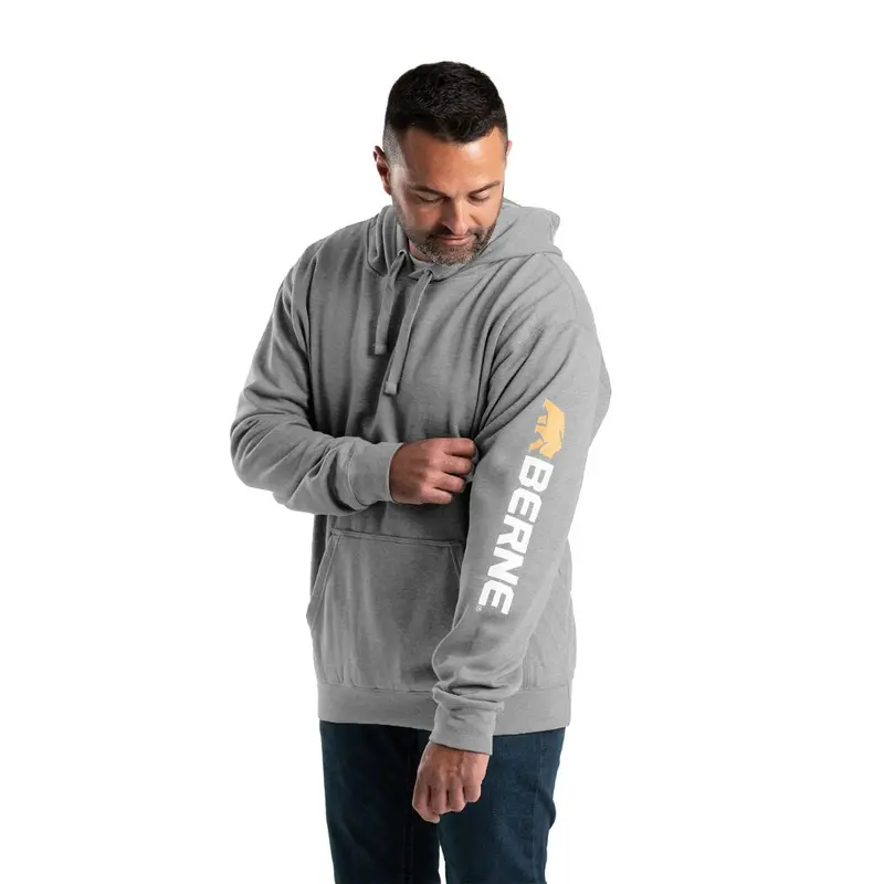 Berne Men's Signature Sleeve Hooded Pullover Sp402 - Grey 3