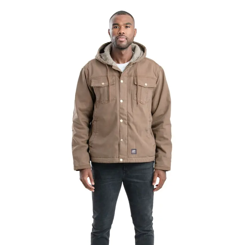 Berne Men's Washed Sherpa-Lined Hooded Jacket Hj47 1