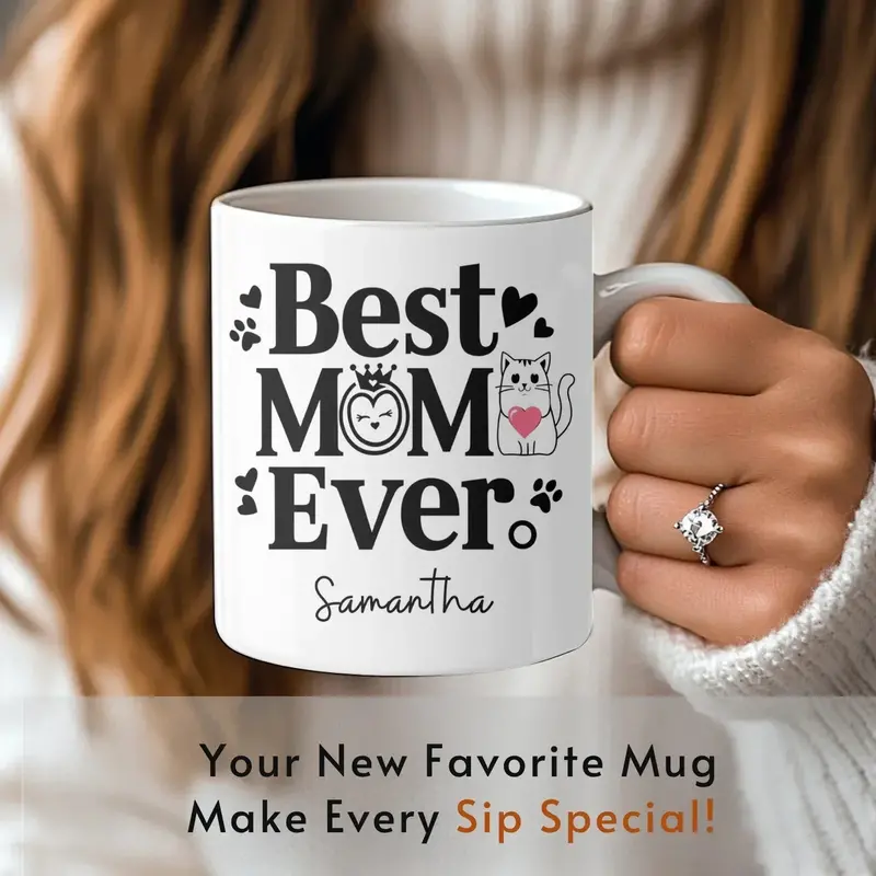 Best Cat Mom Ever Mug, Personalized Best Cat Mom Mug, Best Cat Mom Coffee Mug, Cat Mom Lover Mug, Birthday Gift For Cat Mom 10