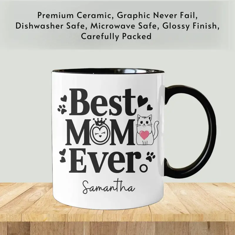 Best Cat Mom Ever Mug, Personalized Best Cat Mom Mug, Best Cat Mom Coffee Mug, Cat Mom Lover Mug, Birthday Gift For Cat Mom 8