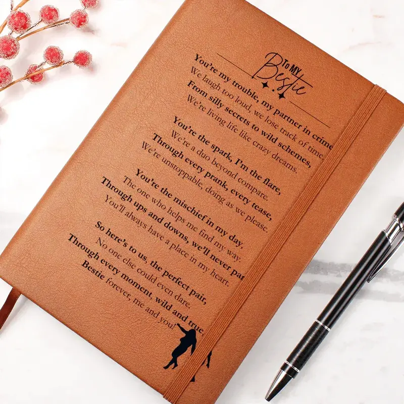 Best Gift For Bestie. Vegan Leather Journal, Unique Gift 2