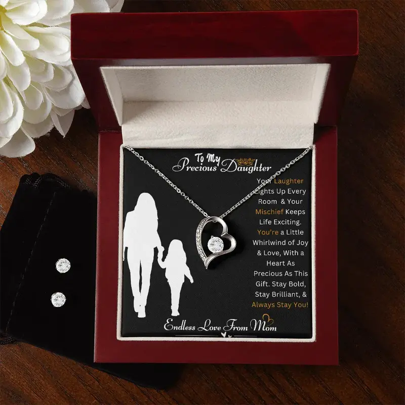 Best Gift For Daughter. Forever Love Necklace & Earring Set 2