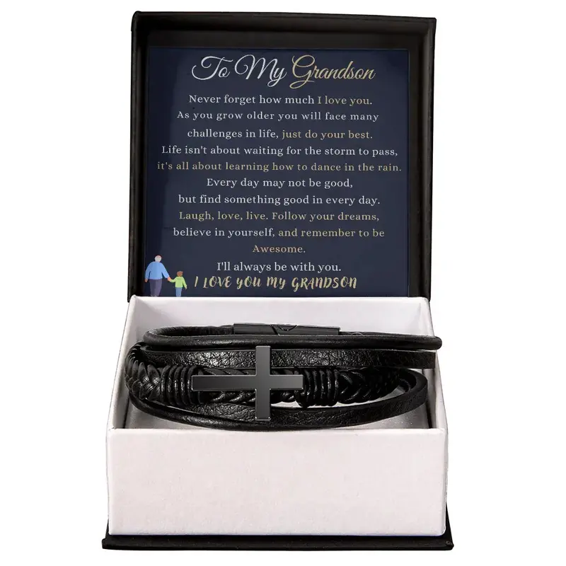 Best Gift For Grandson. Men's Cross Bracelet 1