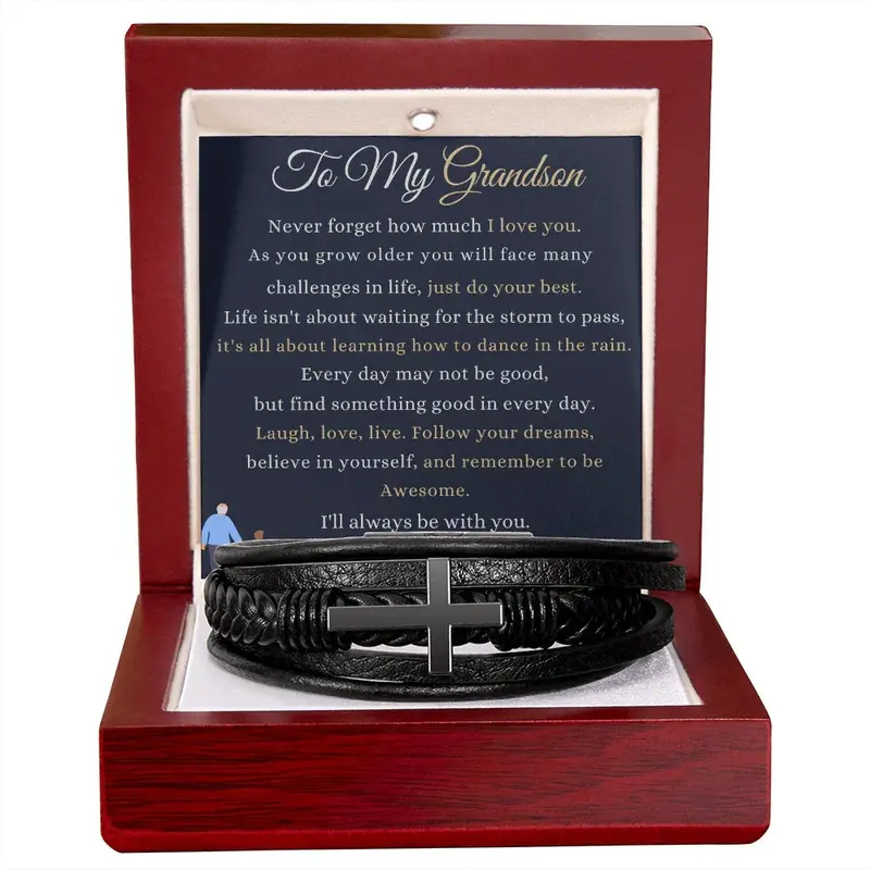 Best Gift For Grandson. Men's Cross Bracelet 2
