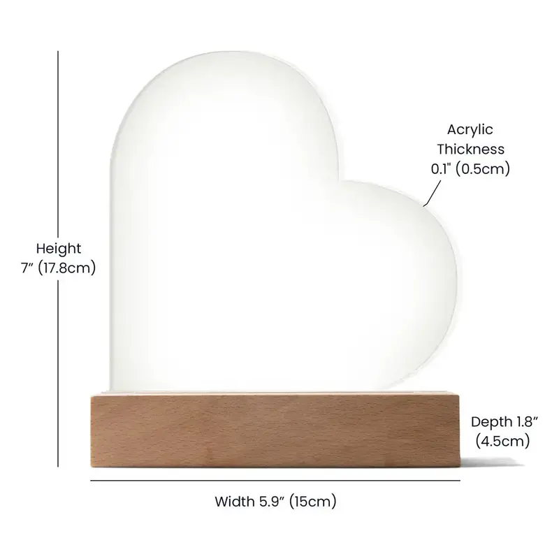 Best Gift For Husband. Printed Heart Acrylic Plaque With Led Light 2