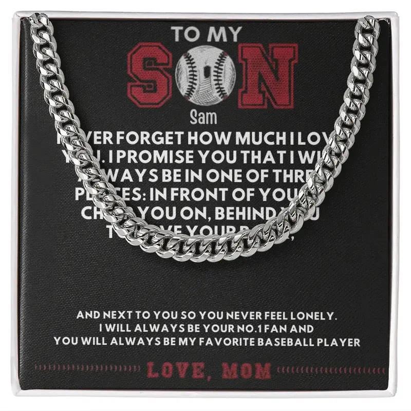Best Gift For Son. Cuban Link Chain With Message Card 2