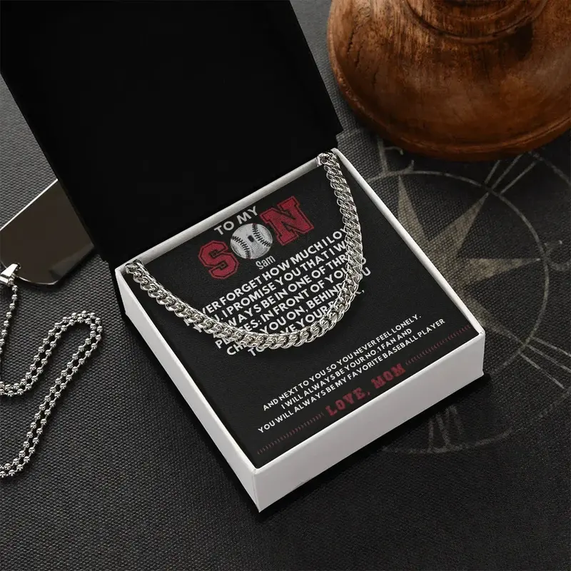 Best Gift For Son. Cuban Link Chain With Message Card 3