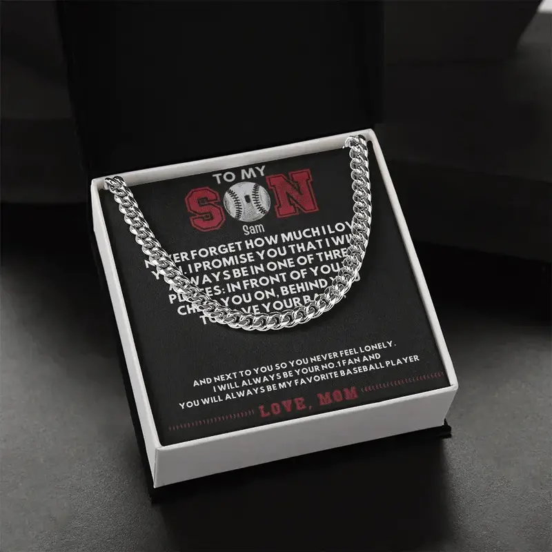 Best Gift For Son. Cuban Link Chain With Message Card 4