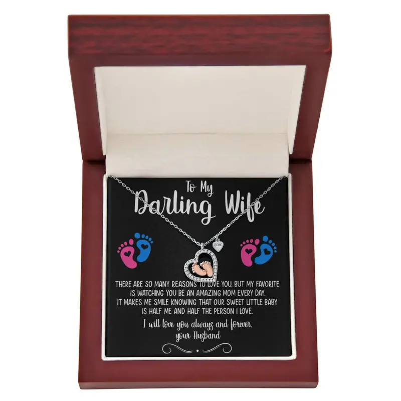 Best Gift For Wife. Baby Feet Heart Necklace 1