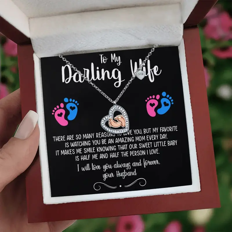 Best Gift For Wife. Baby Feet Heart Necklace 2