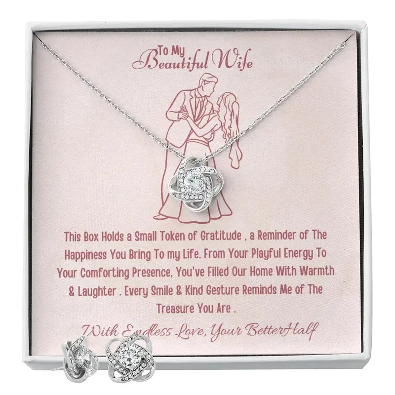 Best Gift For Wife. Forever Love Necklace & Earring Set 1