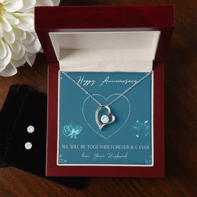 Best Gift For Wife. Forever Love Necklace & Earring Set 2