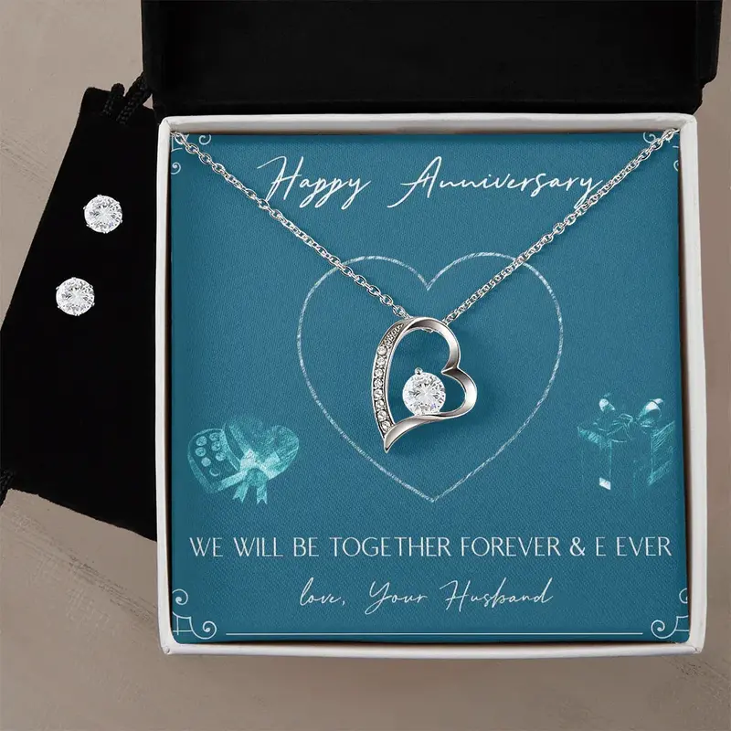 Best Gift For Wife. Forever Love Necklace & Earring Set 2