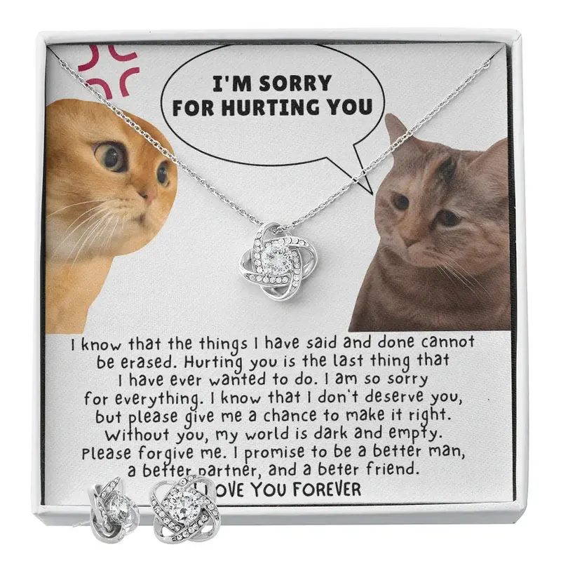 Best Gift For Wife. Love Knot Necklace & Earring Set 2