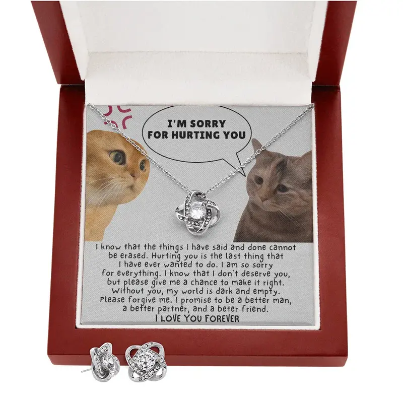 Best Gift For Wife. Love Knot Necklace & Earring Set 2