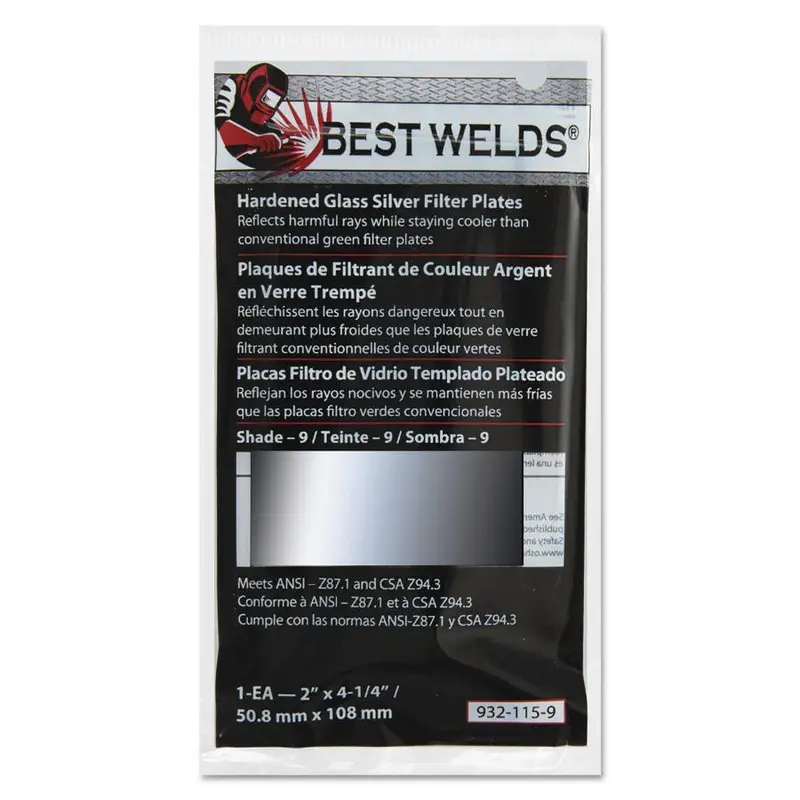 Best Welds Hardened Glass Silver Filter Plates 2" X 4 1/4" 1