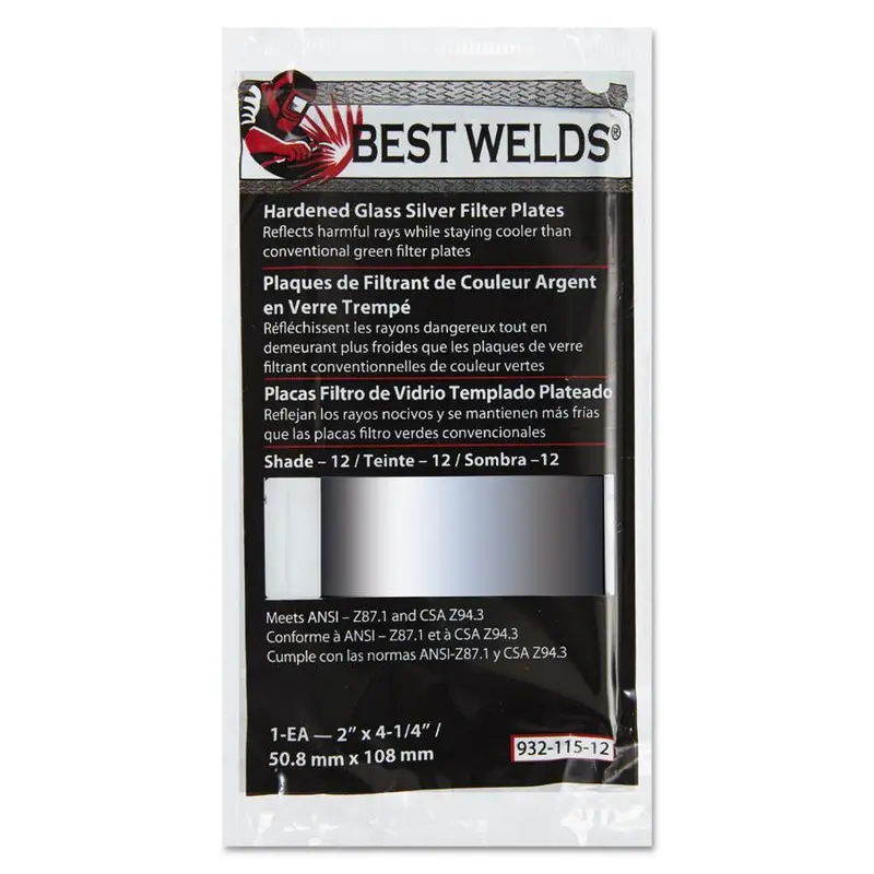 Best Welds Hardened Glass Silver Filter Plates 4 1/2" X 5 1/4" 1