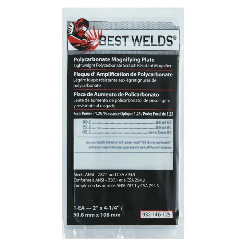Best Welds Plastic Magnifier Plate, Polycarbonate, Clear 2 In X 4.25 In, 1.25 Diopter 1