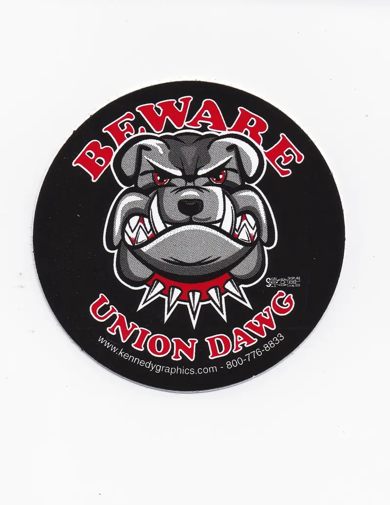 Beware Of Union Dawg Hard Hat Sticker #S97 1