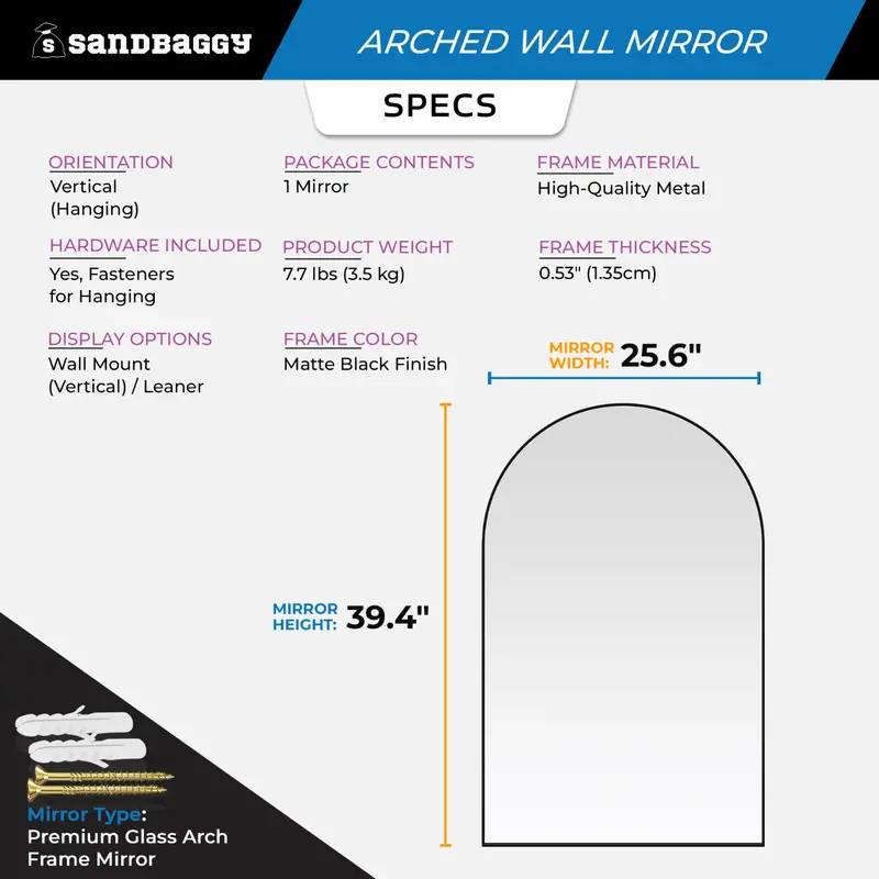 Black Arch Wall Mirror – Modern Metal Frame 4