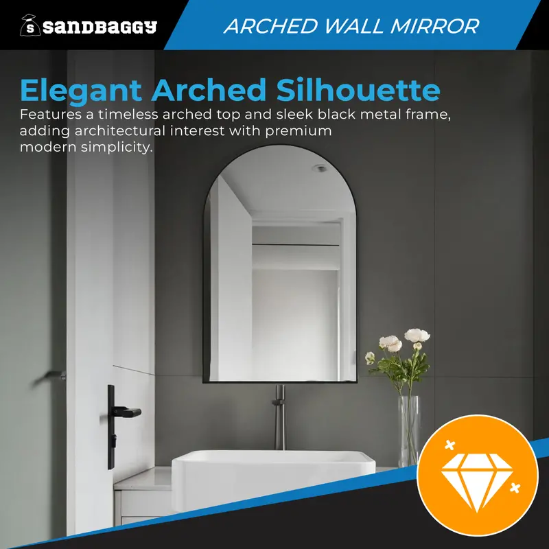 Black Arch Wall Mirror – Modern Metal Frame 5