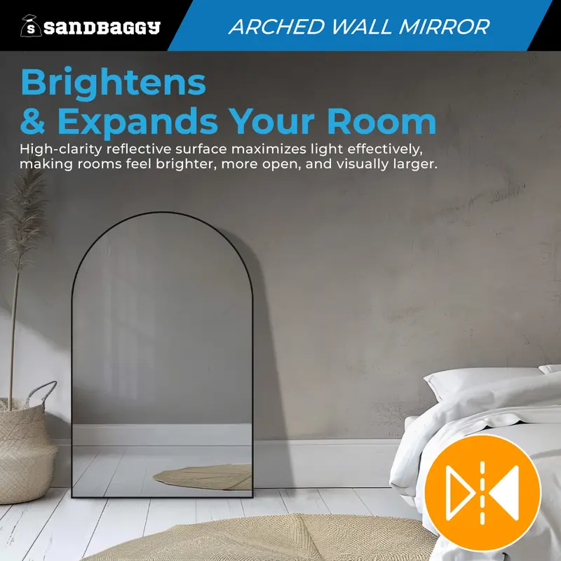 Black Arch Wall Mirror – Modern Metal Frame 6