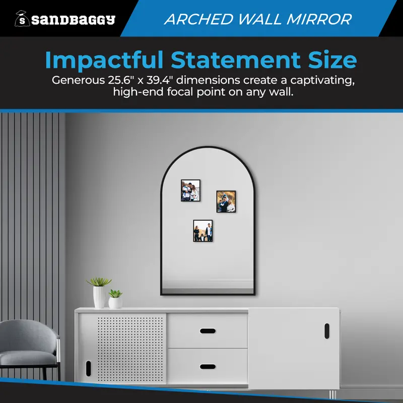 Black Arch Wall Mirror – Modern Metal Frame 7