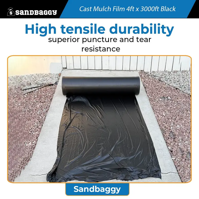 Black Cast Mulch Film Roll – 4 Ft X 3000 Ft, 1.25 Mil | High-Yield Garden Plastic Mulch 3