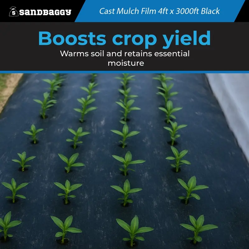 Black Cast Mulch Film Roll – 4 Ft X 3000 Ft, 1.25 Mil | High-Yield Garden Plastic Mulch 7