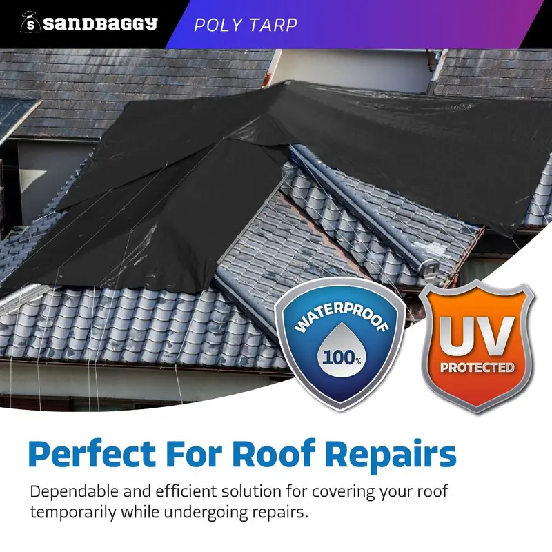 Black Poly Tarp - Roofing, Construction, Gardening - Made In Usa 4