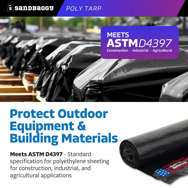 Black Poly Tarp - Roofing, Construction, Gardening - Made In Usa 5