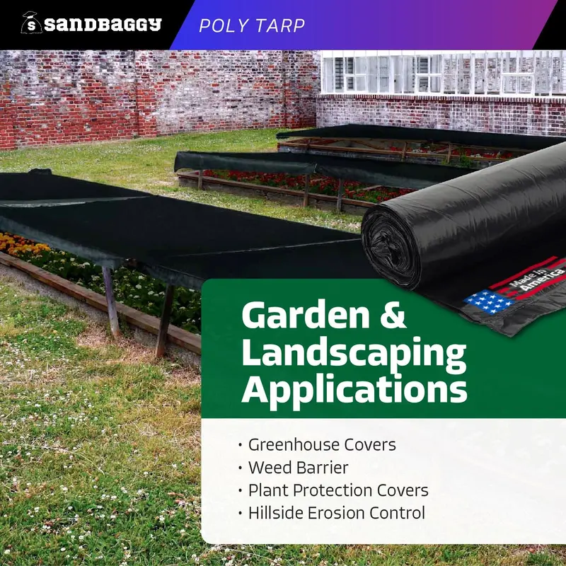 Black Poly Tarp - Roofing, Construction, Gardening - Made In Usa 6