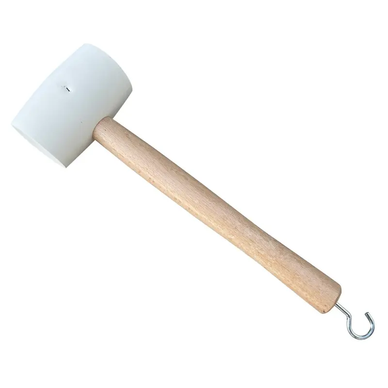 Black Soft Rubber Mallet For Installing Landscape Staples - Solid Oak Handle 12