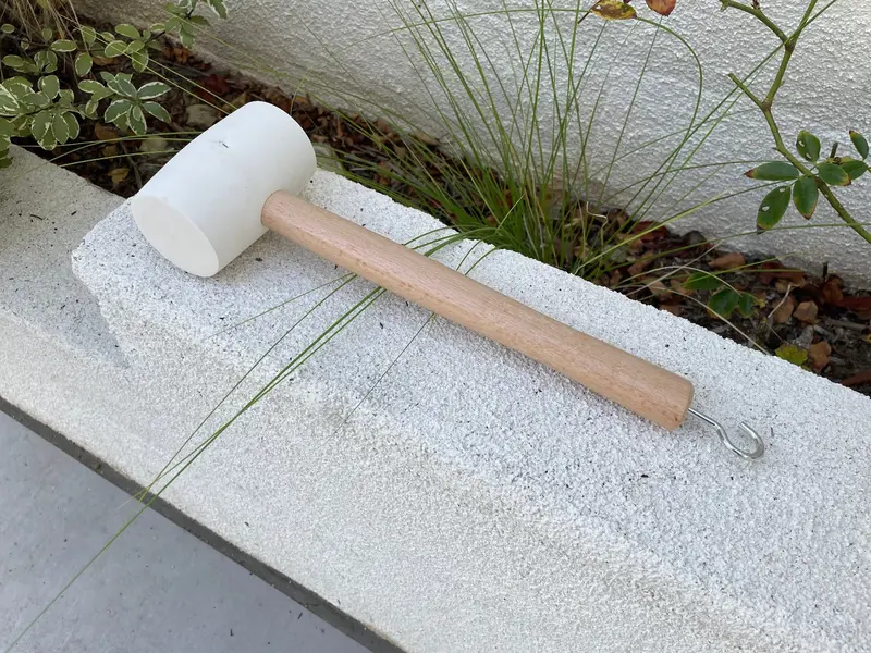 Black Soft Rubber Mallet For Installing Landscape Staples - Solid Oak Handle 13