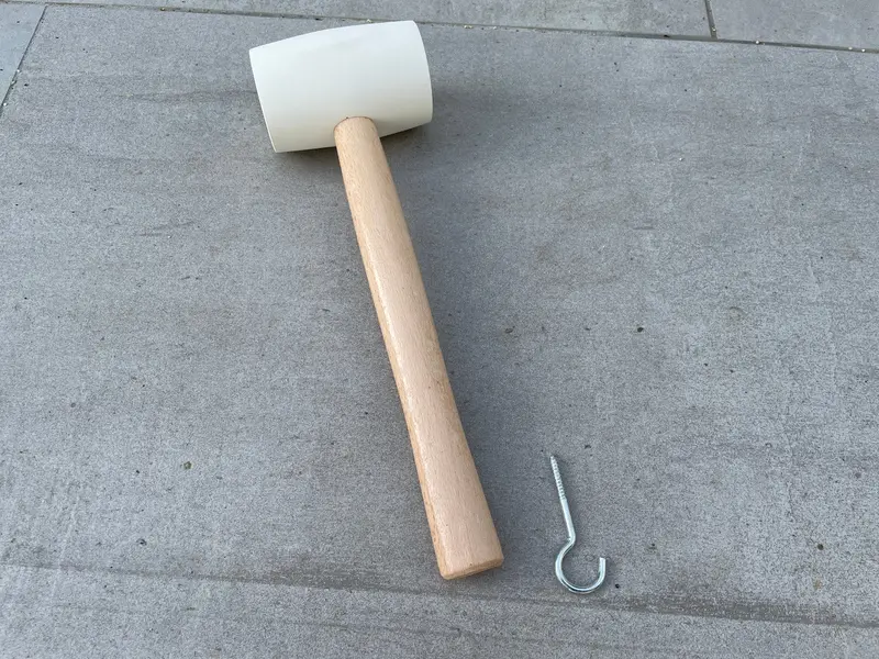 Black Soft Rubber Mallet For Installing Landscape Staples - Solid Oak Handle 14