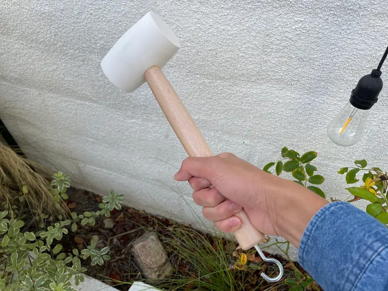 Black Soft Rubber Mallet For Installing Landscape Staples - Solid Oak Handle 15
