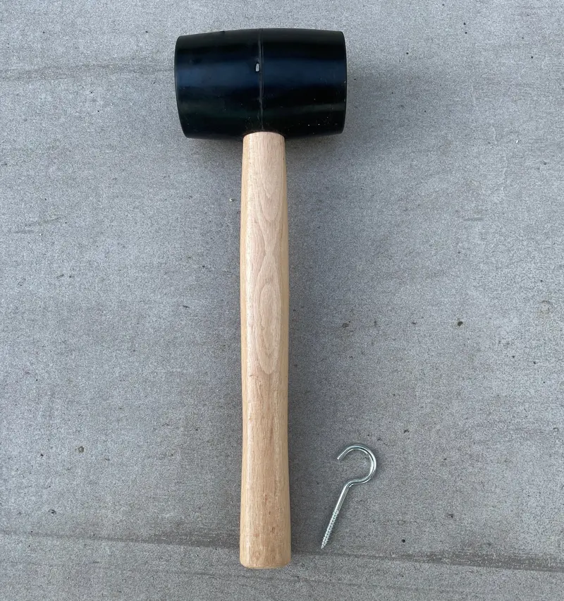 Black Soft Rubber Mallet For Installing Landscape Staples - Solid Oak Handle 4