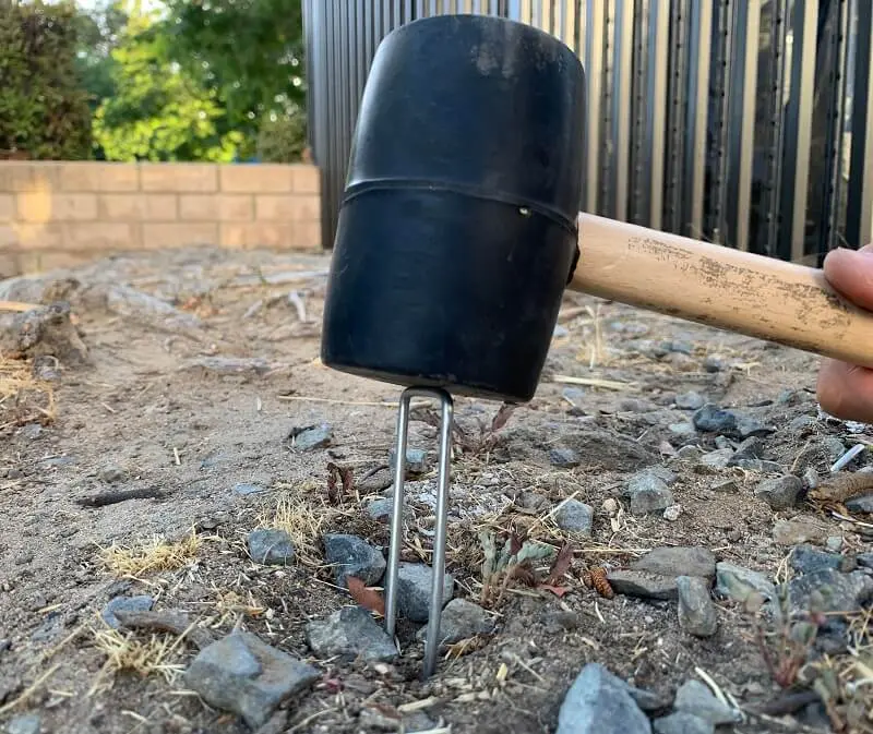 Black Soft Rubber Mallet For Installing Landscape Staples - Solid Oak Handle 6