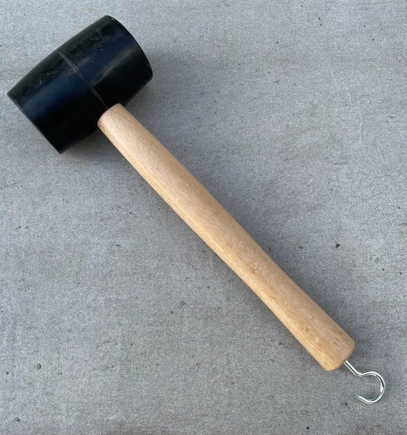 Black Soft Rubber Mallet For Installing Landscape Staples - Solid Oak Handle 7