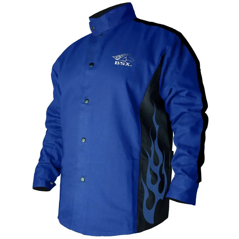 Black Stallion Bxrb9c Bsx® Contoured Fr Cotton Welding Jacket, Royal Blue & Black 1